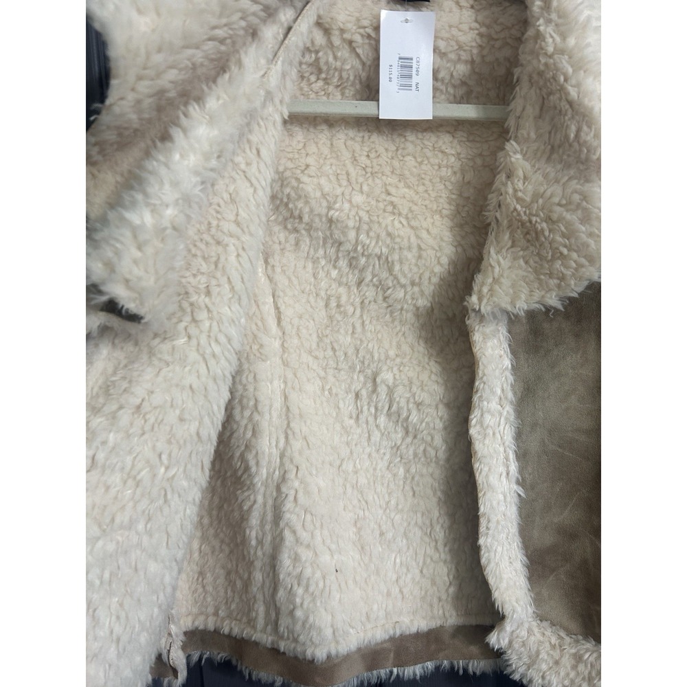 New‎ Cejon Camel Brown Sherpa Style Faux Suede Vest Women's Large NWT - Picture 6 of 7
